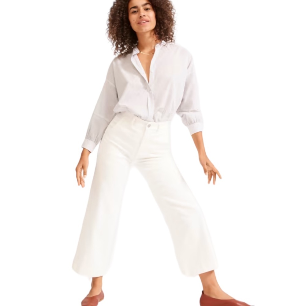 Everlane The Wide Leg High Rise Crop Pant in Bone Women's 12 NWT